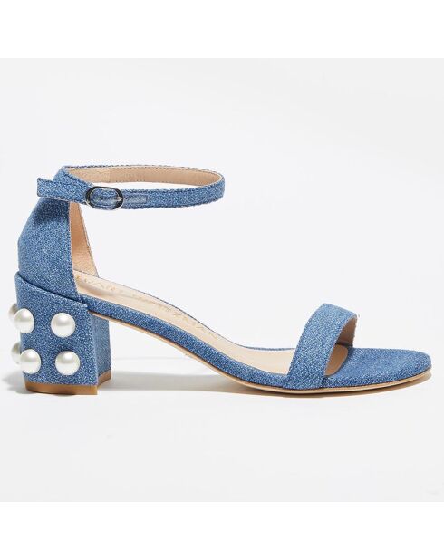 Sandales en Denim Simple Pearls bleues - Talon 6,5 cm